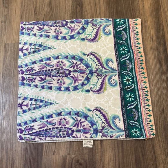 Anthropologie Meze Throw Pillow Cover Set Blue Purple Teal Paisley Floral - Picture 7 of 10